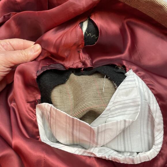 Joseph Turner Wool Linen Blazer Mens 44L Brown Tweed Surgeon Cuffs Portugal FLAW - Picture 14 of 14